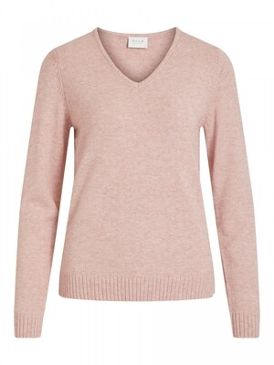 VIRIL V-NECK L/S KNIT TOP - NOOS Misty Rose