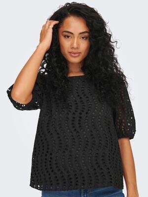JDYCALLY 2/4 EMBRODERIE TOP WVN Black