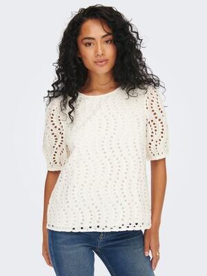 JDYCALLY 2/4 EMBRODERIE TOP WVN Cloud Dancer