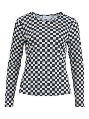 VICHECKS L/S TOP Black-WHITE
