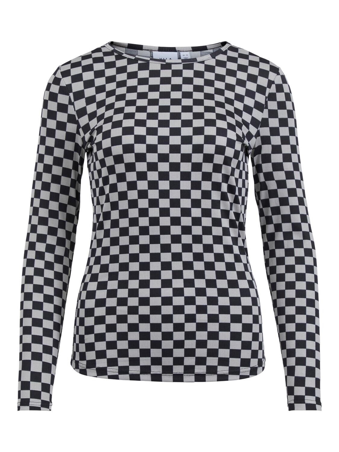 VICHECKS L/S TOP Black/GREY CHECKS