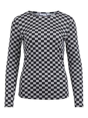 VICHECKS L/S TOP Black/GREY CHECKS
