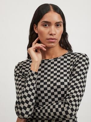 VICHECKS L/S TOP Black/GREY CHECKS