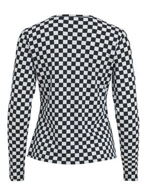 VICHECKS L/S TOP Black-WHITE