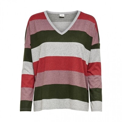 JDYTONSY L/S V-NECK TOP JRS Light Grey Melange/Baked apple