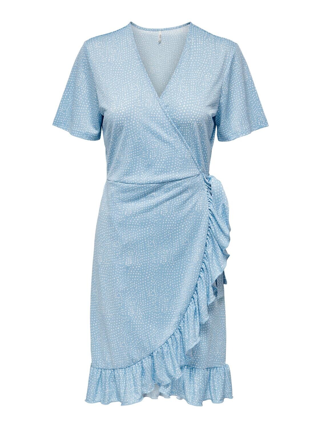 ONLCIA S/S WRAP DRESS JRS Dusk Blue/Dots jrs
