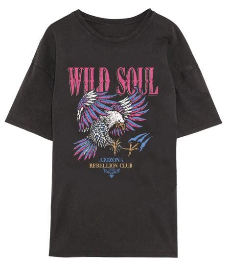VMFOREVER OVERSIZED WASHED T-SHIRT EXP Black-WASHED WILD SOUL EAGLE