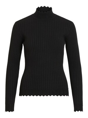 VIOLIVI KNIT FUNNEL NECK L/S TOP/KI Black