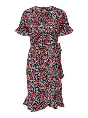 ONLOLIVIA S/S WRAP DRESS WVN NOOS Black-RED SHORE FLOWER