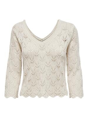 JDYSUN 3/4 DOUBLE V-NECK PULL. KNT Eggnog