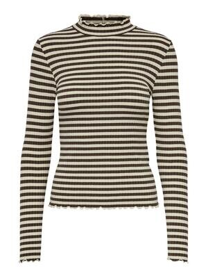 JDYFRANSISKA L/S STRIPE TOP JRS NOOS Chocolate Brown-SANDSHELL