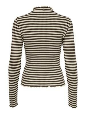 JDYFRANSISKA L/S STRIPE TOP JRS NOOS Chocolate Brown-SANDSHELL