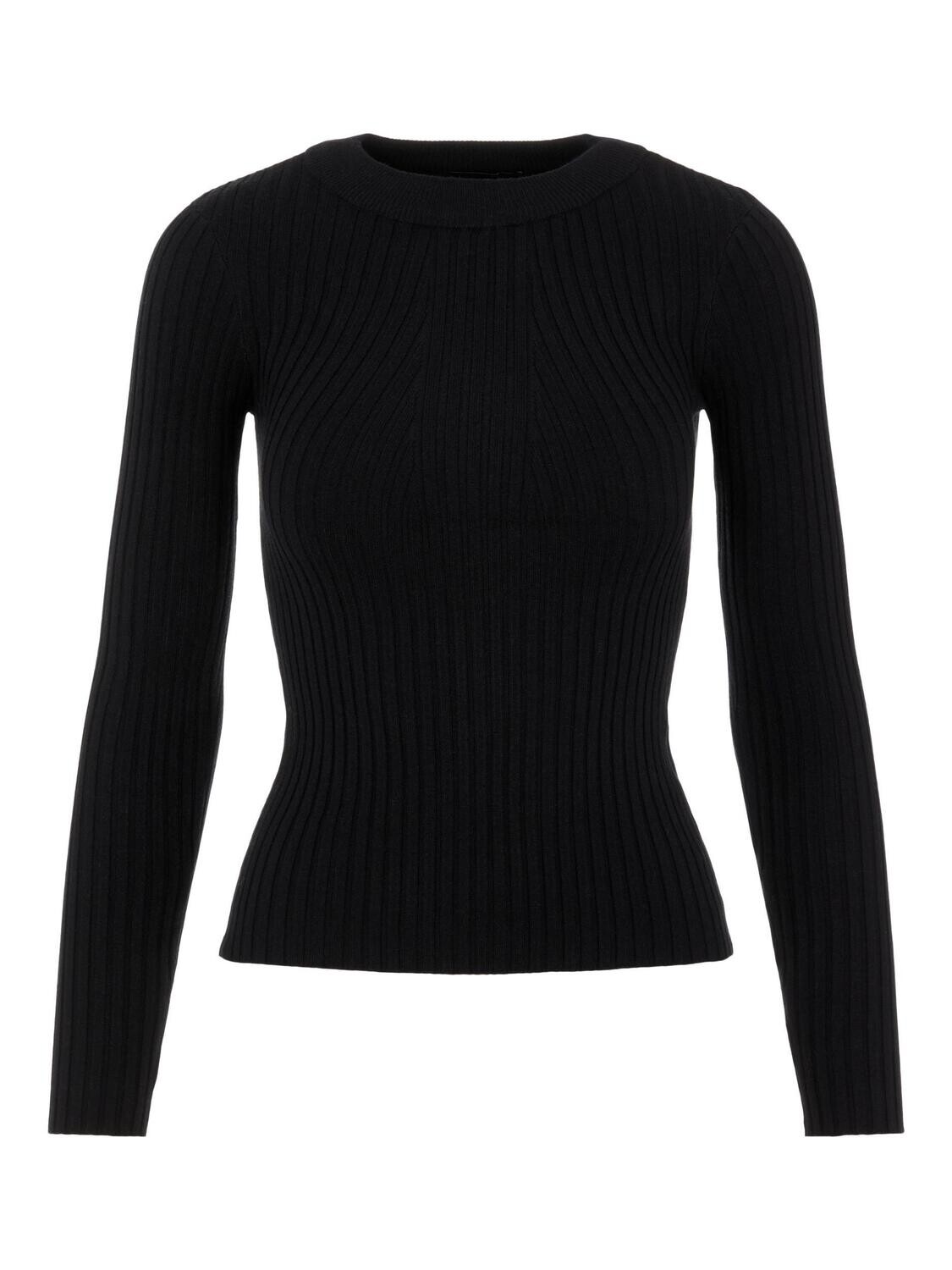 PCCRISTA LS O-NECK KNIT NOOS BC Black