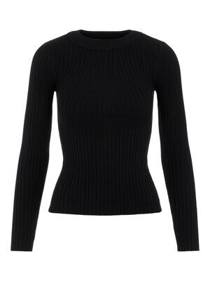 PCCRISTA LS O-NECK KNIT NOOS BC Black