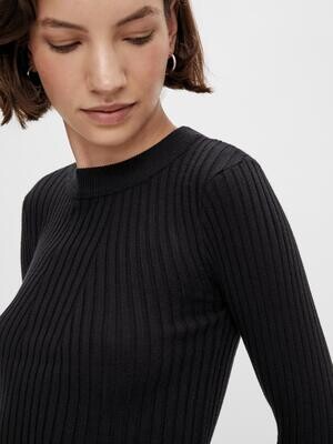 PCCRISTA LS O-NECK KNIT NOOS BC Black