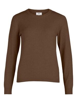 OBJTHESS L/S O-NECK KNIT PULLOVER NOOS Dark Earth/MELANGE C