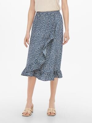 ONLOLIVIA LONG WRAP SKIRT WVN NOOS Blue Mirage-TONAL DITSY
