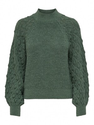 ONLFREEZE L/S HIGHNECK PULLOVER KNT Mallard Green/W. MEL