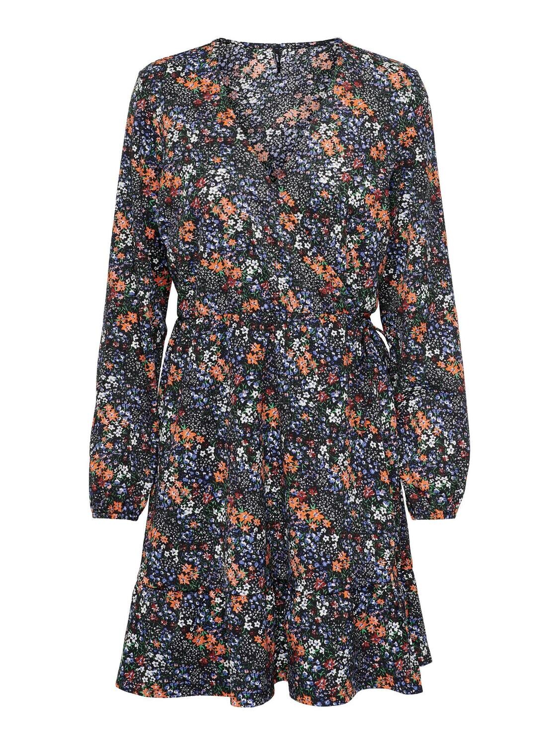 ONLOVA L/S WRAP DRESS JRS Black-New little bloom