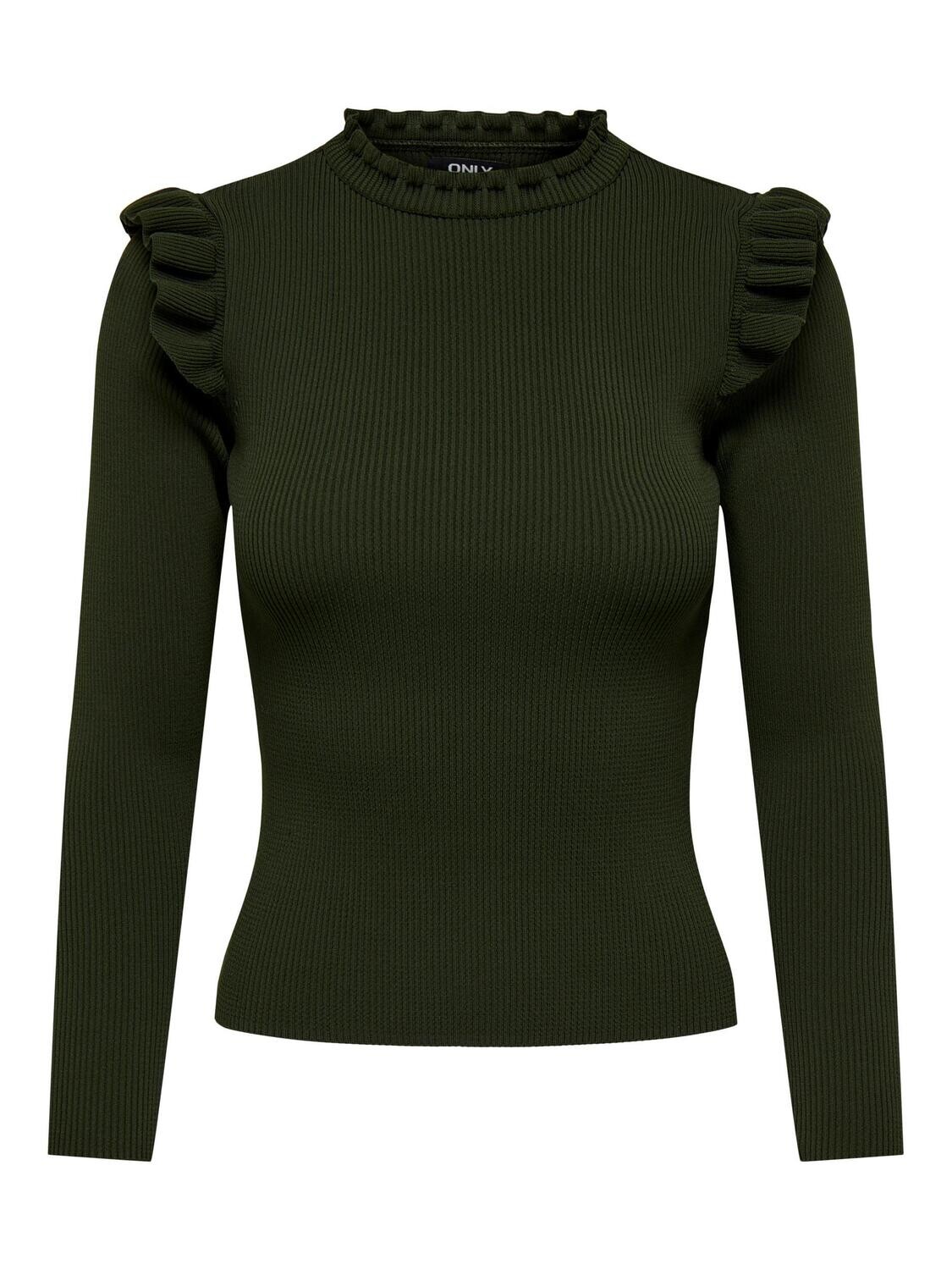 ONLSIA SALLY RUFFLE LS PULLOVER KNT NOOS Kalamata