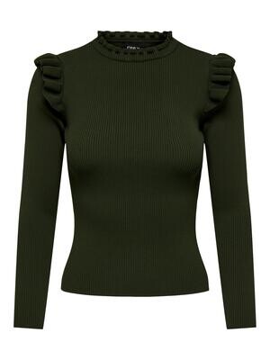 ONLSIA SALLY RUFFLE LS PULLOVER KNT NOOS Kalamata