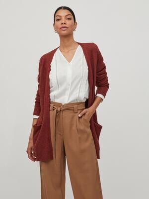 VIRIL OPEN L/S KNIT CARDIGAN - NOOS Fired Brick-DARK MELANGE