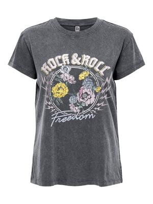 JDYFAROCK S/S PRINT TOP JRS Black-ROCK N ROLL