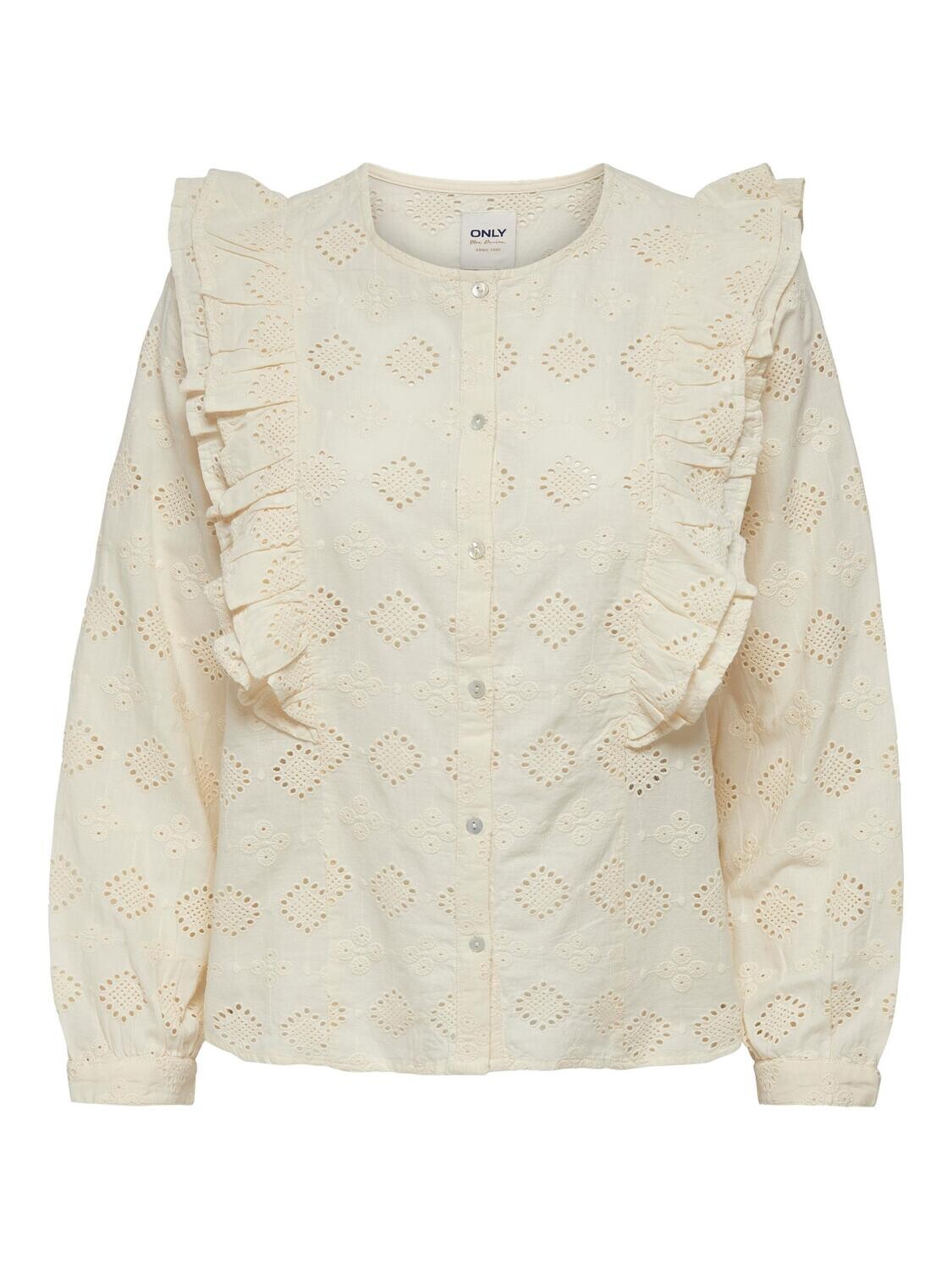 ONLYRSA EMB ANGLAISE BLOUSE WVN CS Eggnog