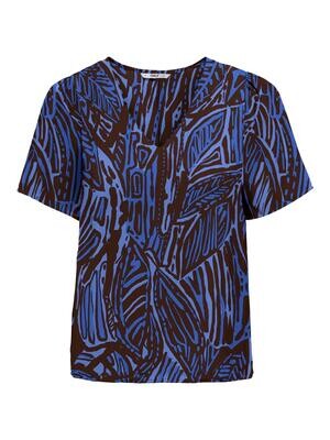 ONLALMA LIFE POLY S/S V-NECK TOP AOP PTM Palace Blue/330 Grap