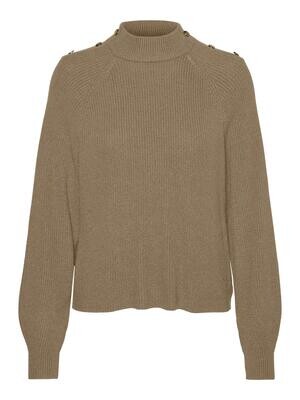 VMHOLLY BUTTON LS HIGHNECK BLOUSE Tigers Eye