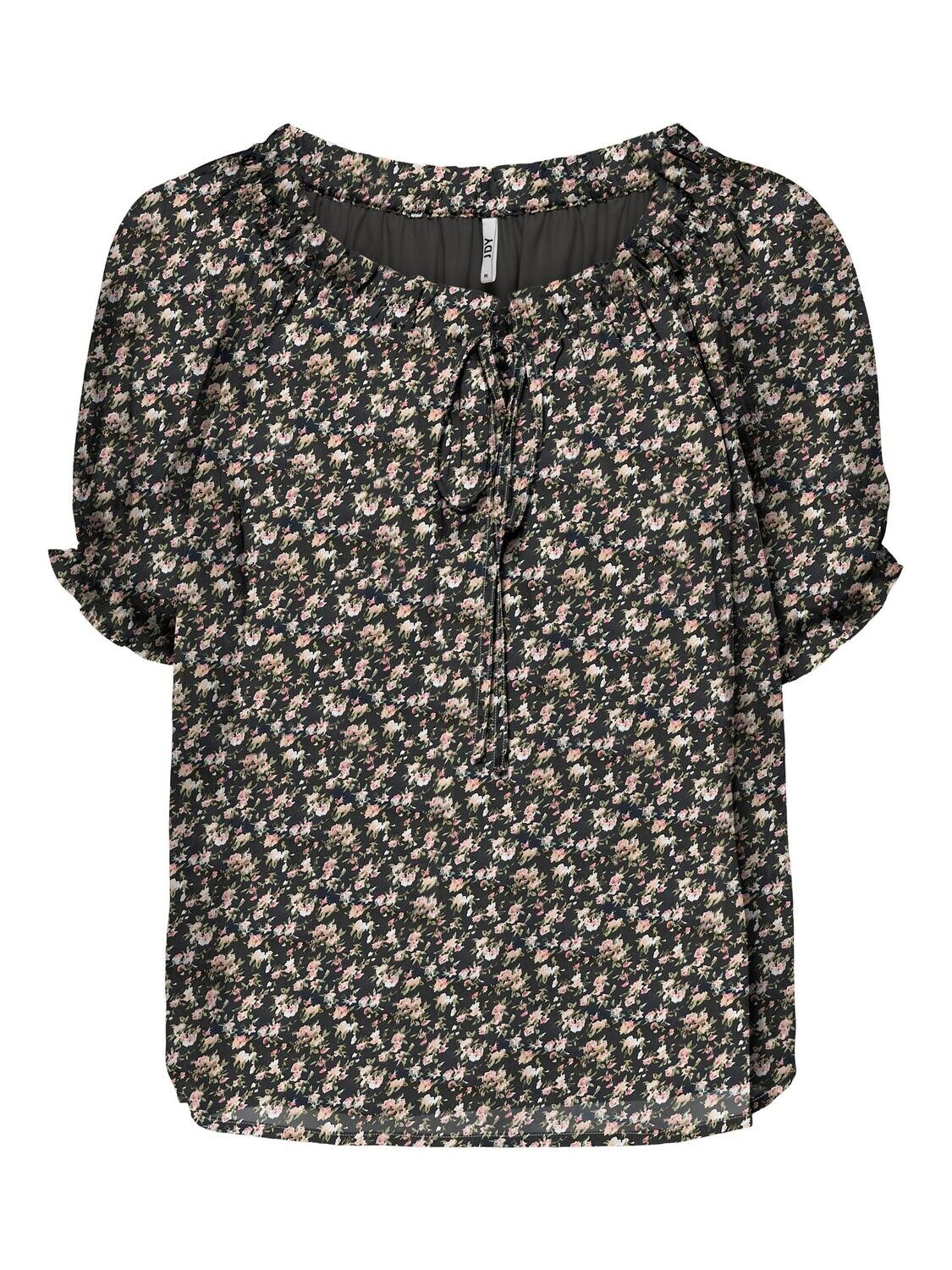 JDYMOON S/S TIE TOP WVN Black/SMALL FLOWER