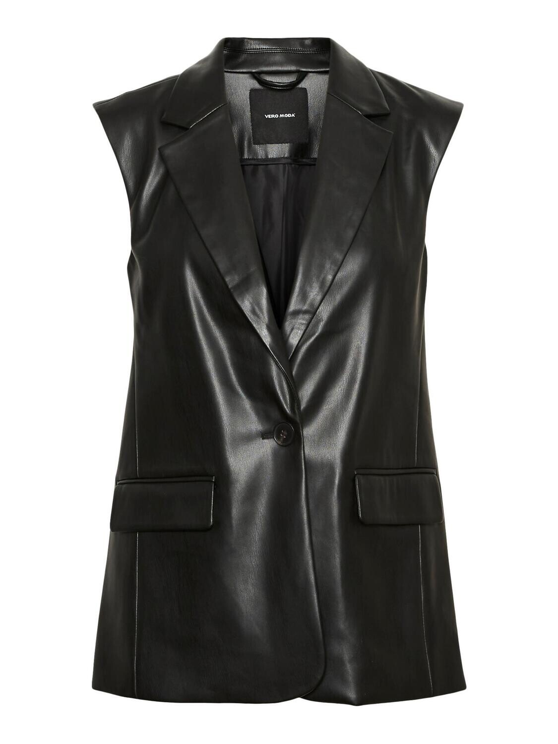 VMTROIANOLIVIA SL LONG PL BLAZER VEST Black