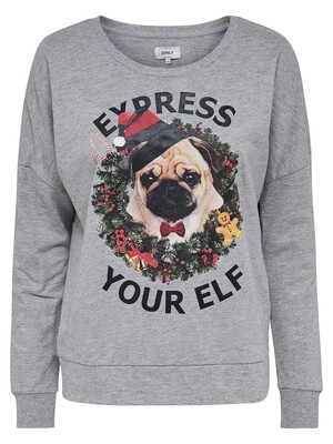 onlMERRY L/S ONECK SWT LT GREY M