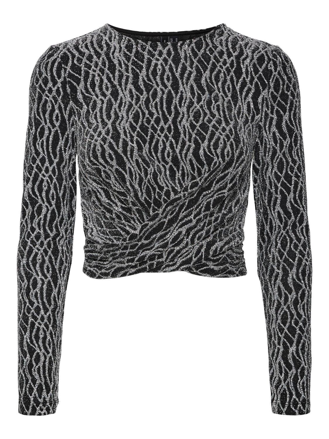 VMKANZ LS CROP TOP JRS Black-SILVER LUREX