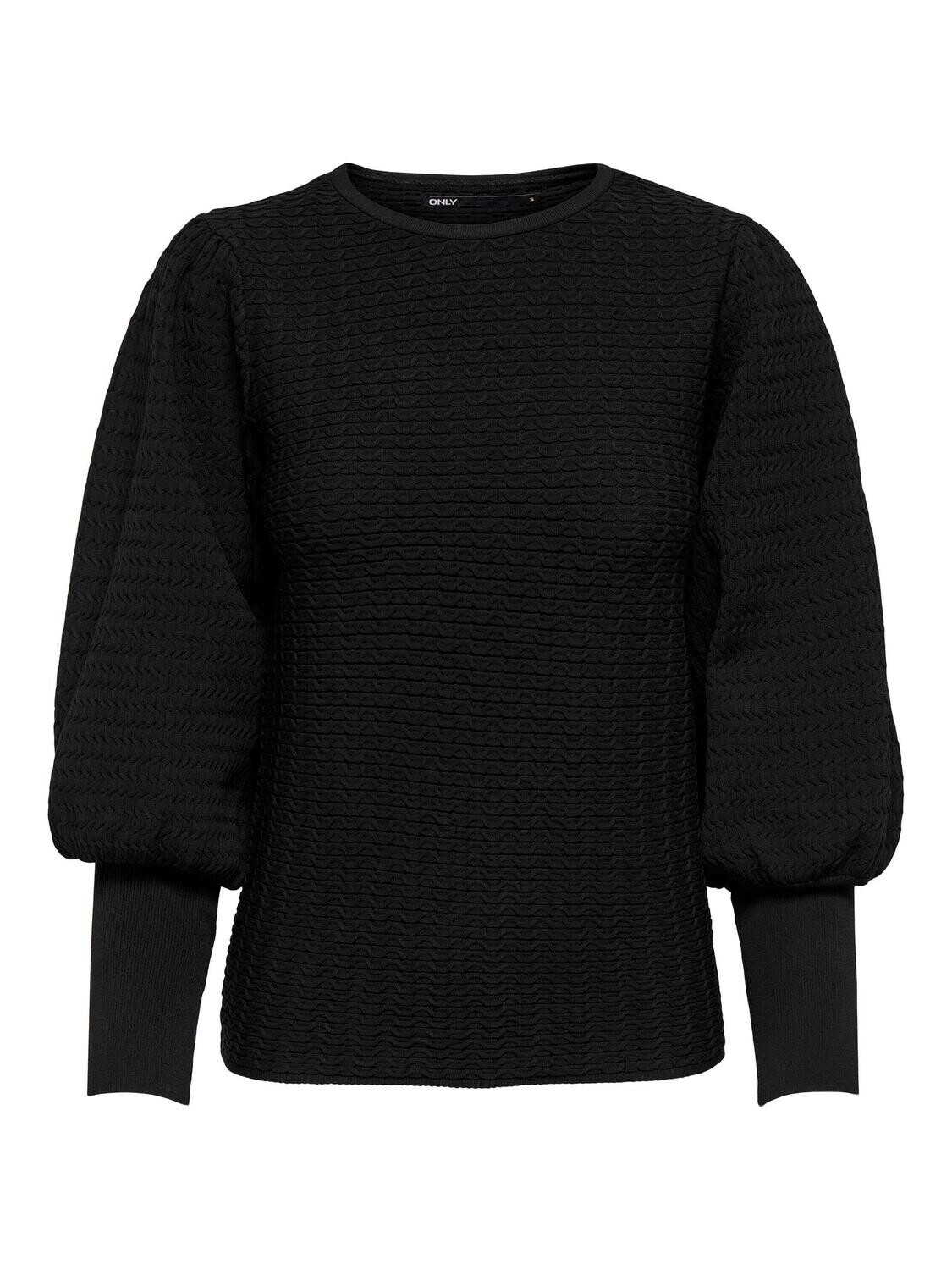 ONLGINNIE L/S PUFF PULLOVER KNT Black