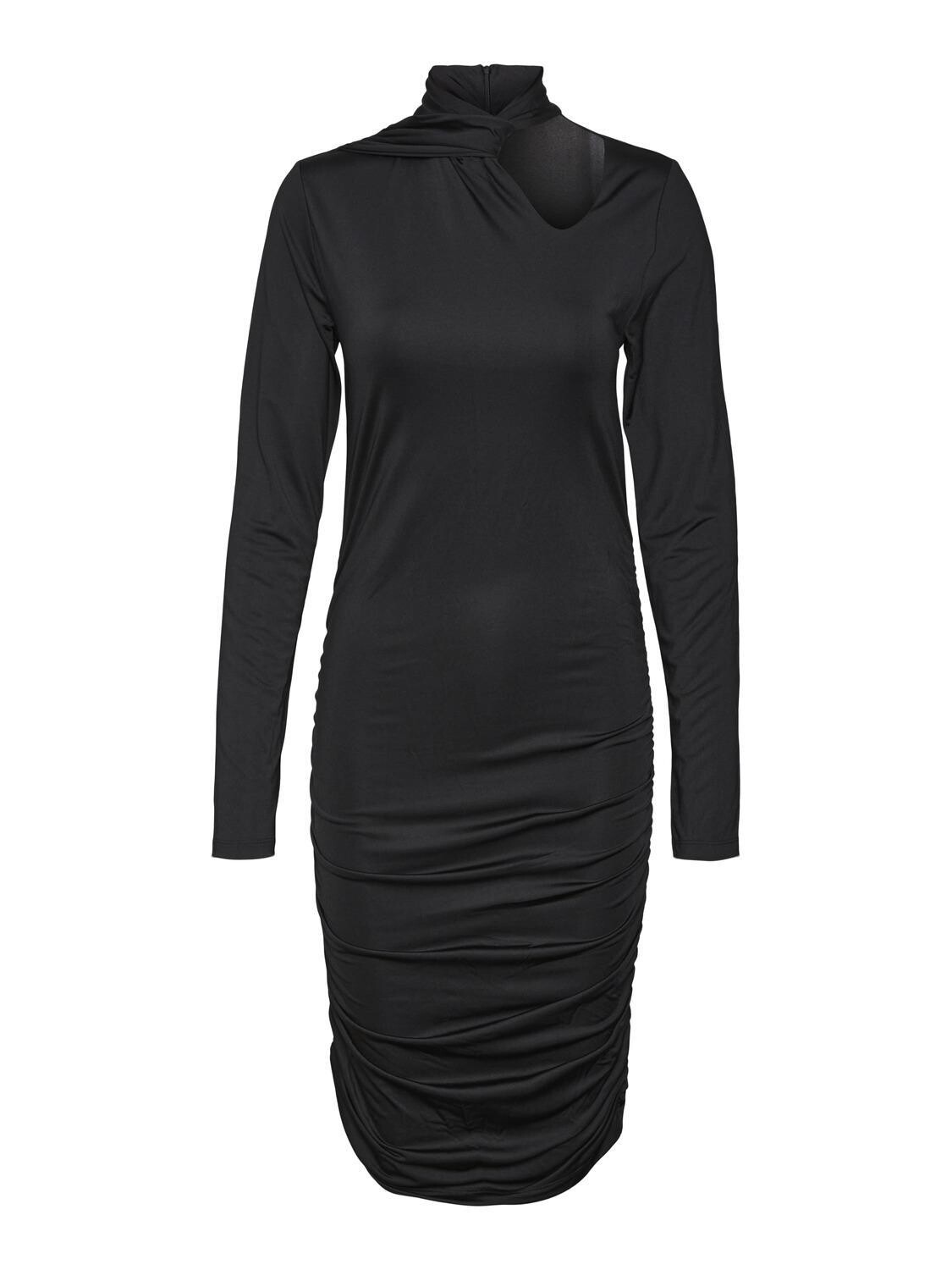 NMFAYE L/S HIGH NECK DRESS JRS Black