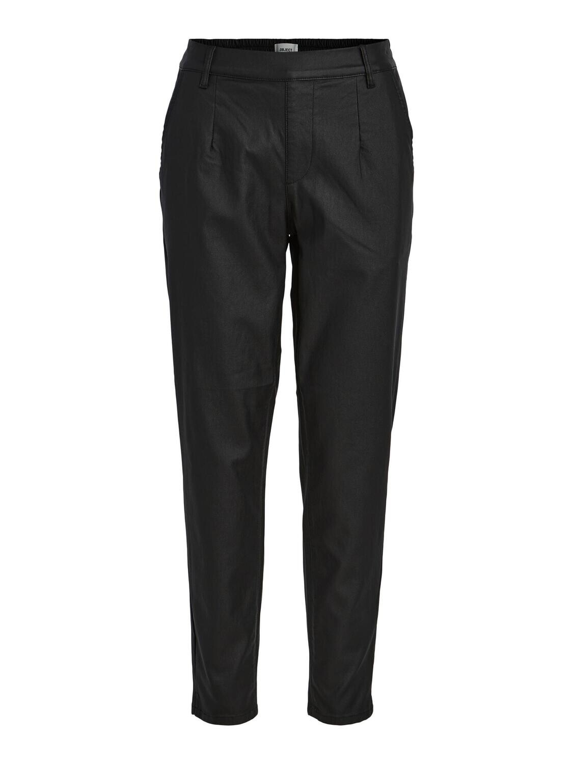OBJBELLE LISA COATED PANT NOOS Black