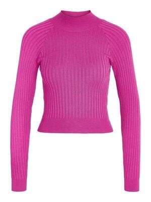 NMNADIA L/S HIGH NECK KNIT TOP BG Festival Fuchsia