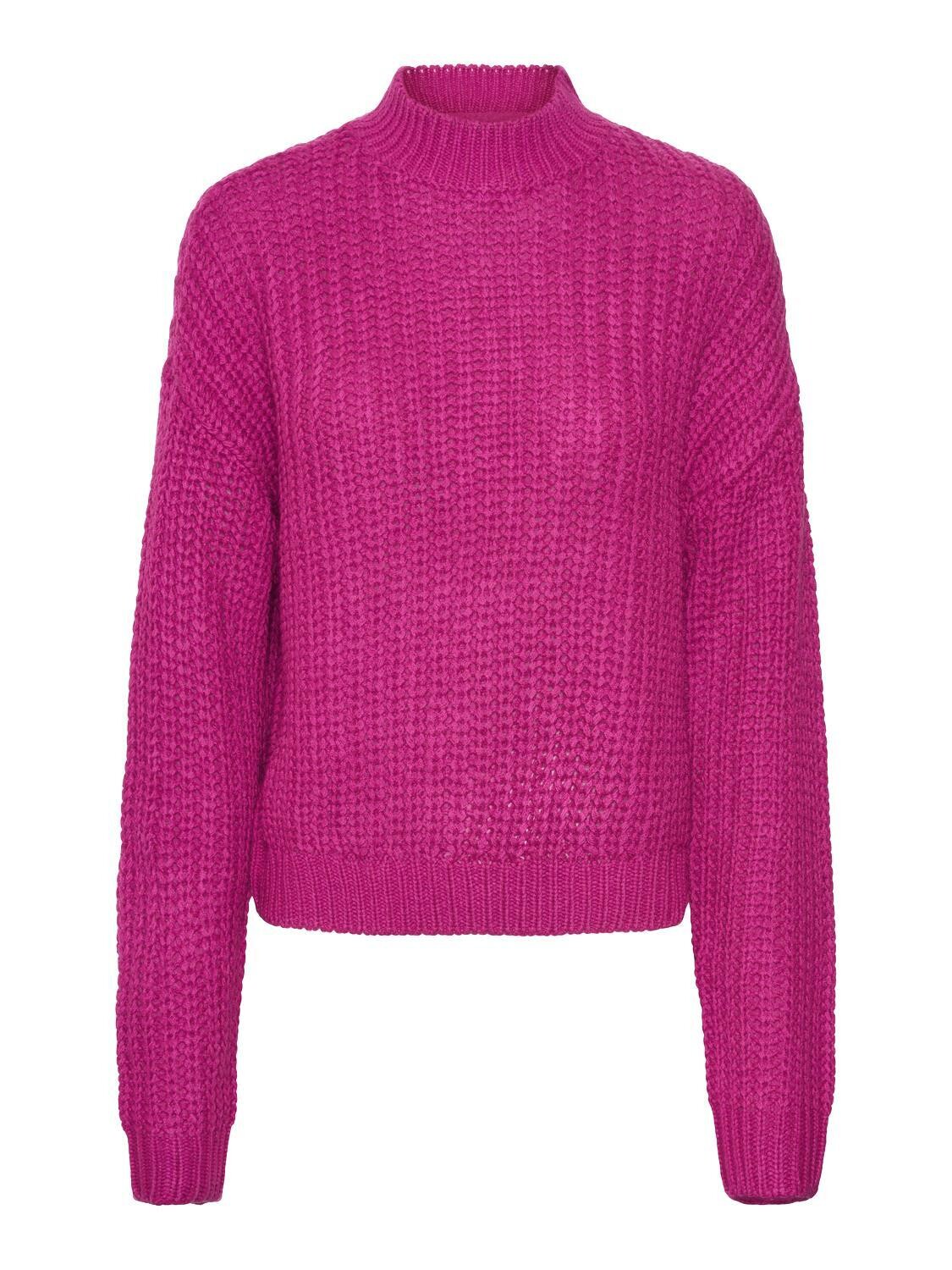 NMHARLEY L/S HIGH NECK KNIT Festival Fuchsia