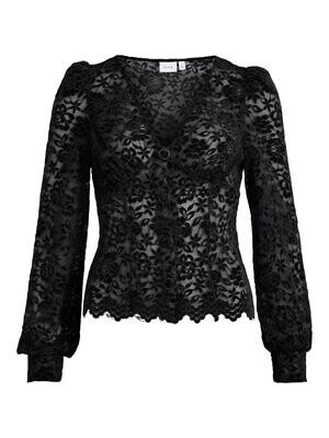 VIBEAUT LACE L/S TOP/SU/DC Black