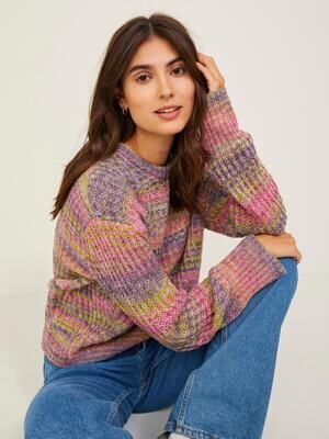 JXSIMONE SPACE DYE CREW NECK KNIT NOOS Acai/Space dye