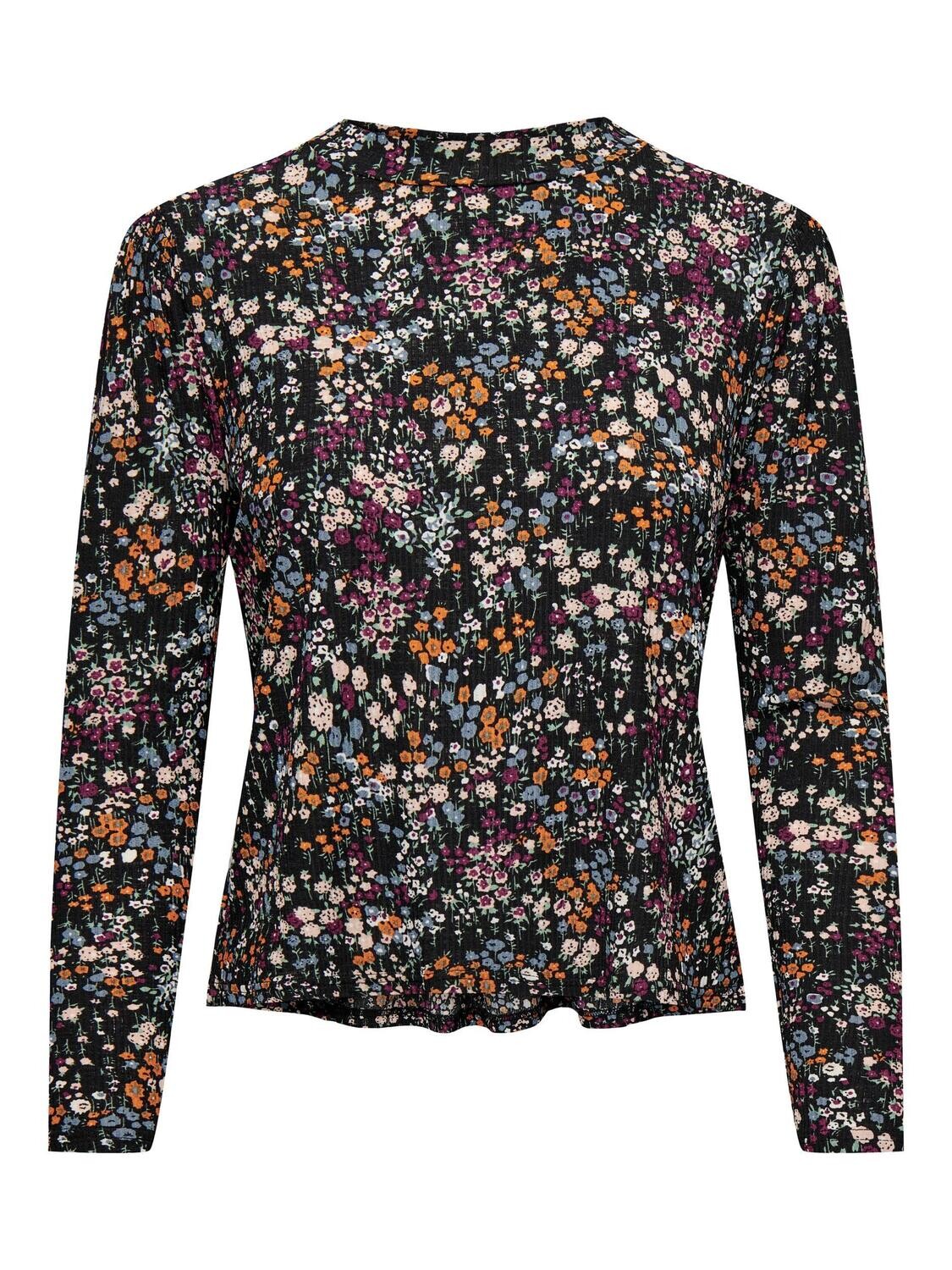 JDYSVAN BRYCE L/S SMOCK TOP JRS Black-SMALL FLOWER
