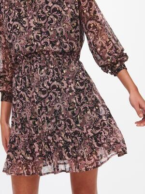 JDYEMILY FRILL FOIL SKIRT WVN Black-WOOD ROSE PAISLEY W. GOL