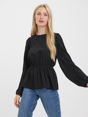 VMOLIVIA LS PEPLUM TOP WVN GA NOOS Black