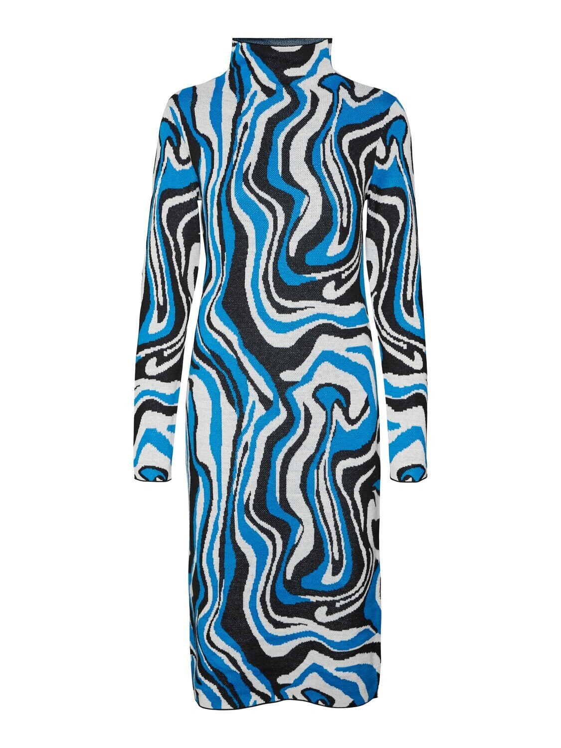 VMALBA MALENE LS HIGHNECK DRESS GA CP Black-W. BONNIE BLUE N BIRCH