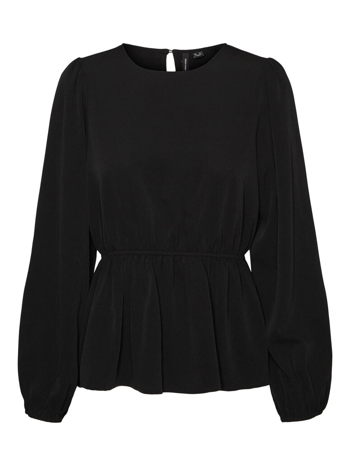 VMOLIVIA LS PEPLUM TOP WVN GA NOOS Black