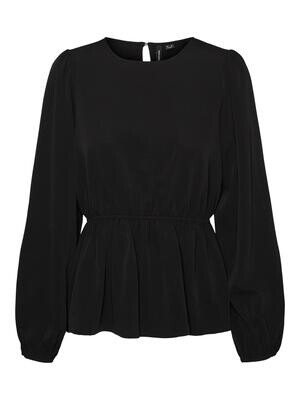 VMOLIVIA LS PEPLUM TOP WVN GA NOOS Black
