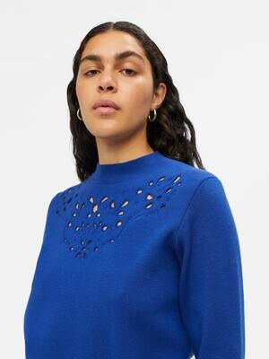 OBJREYNARD L/S HIGH KNIT PULLOVER 124 .C Clematis Blue