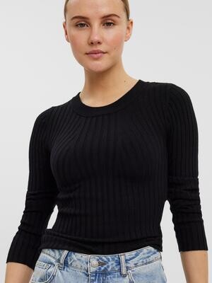 VMKIKI LS O-NECK RIB BLOUSE GA NOOS Black