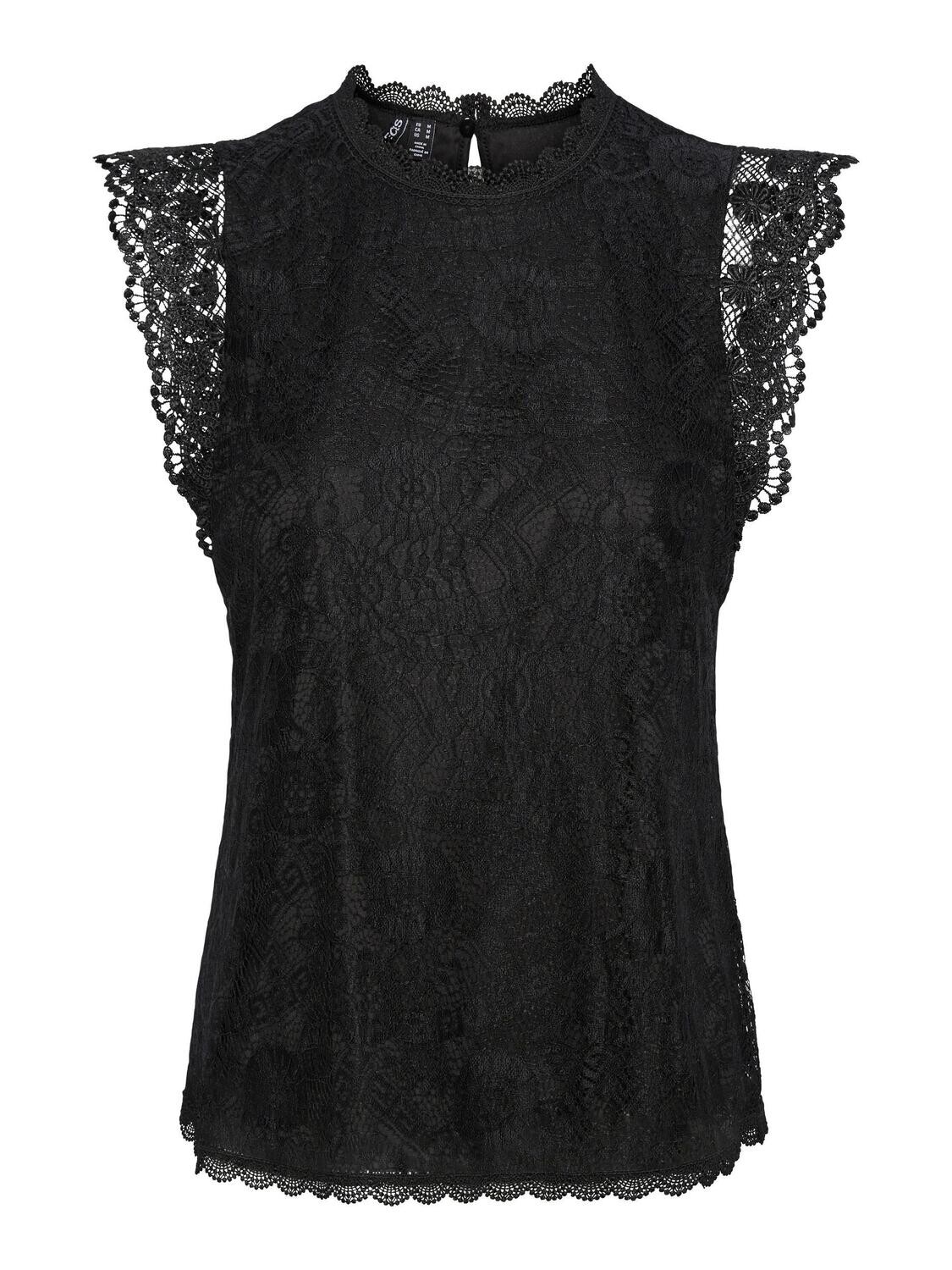 PCOLLINE SL LACE TOP NOOS BC Black